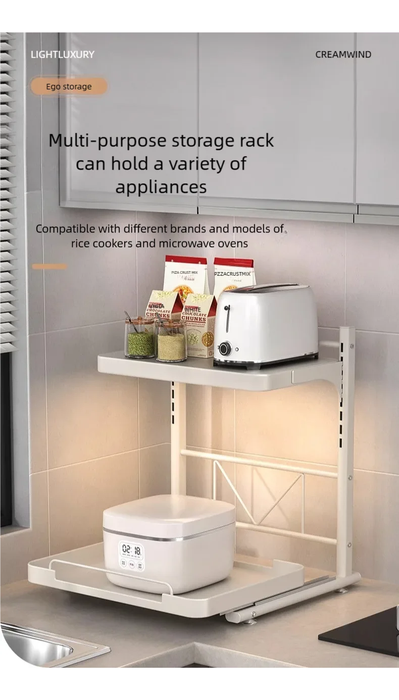 Pull-out Microwave Oven Shelf Kitchen Shelf Free Standing Spice Storage Rack Electrical Appliances Storage Shelves Oven Rack