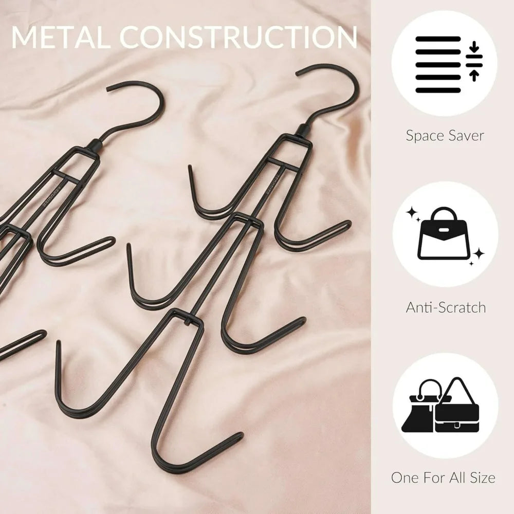 2 Pack Purse Hanger Organizer Metal Handbag Storage Hook for Closet Space Saving Rack Keeping Bags Visible in Condition