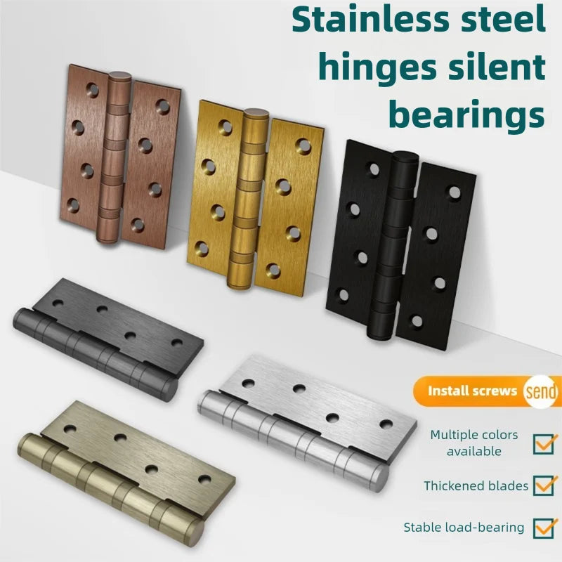 Door Hinges Stainless Steel Ball Bearing Hinge Door Hinges For Interior and Exterior Doors Square Corner Heavy Duty Wood Doors