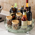 360°Rotating Rotating Spice Rack Clear Plastic Round Storage Tray Non-slip Base Space Saving Kitchen Storage Rack Countertop Use