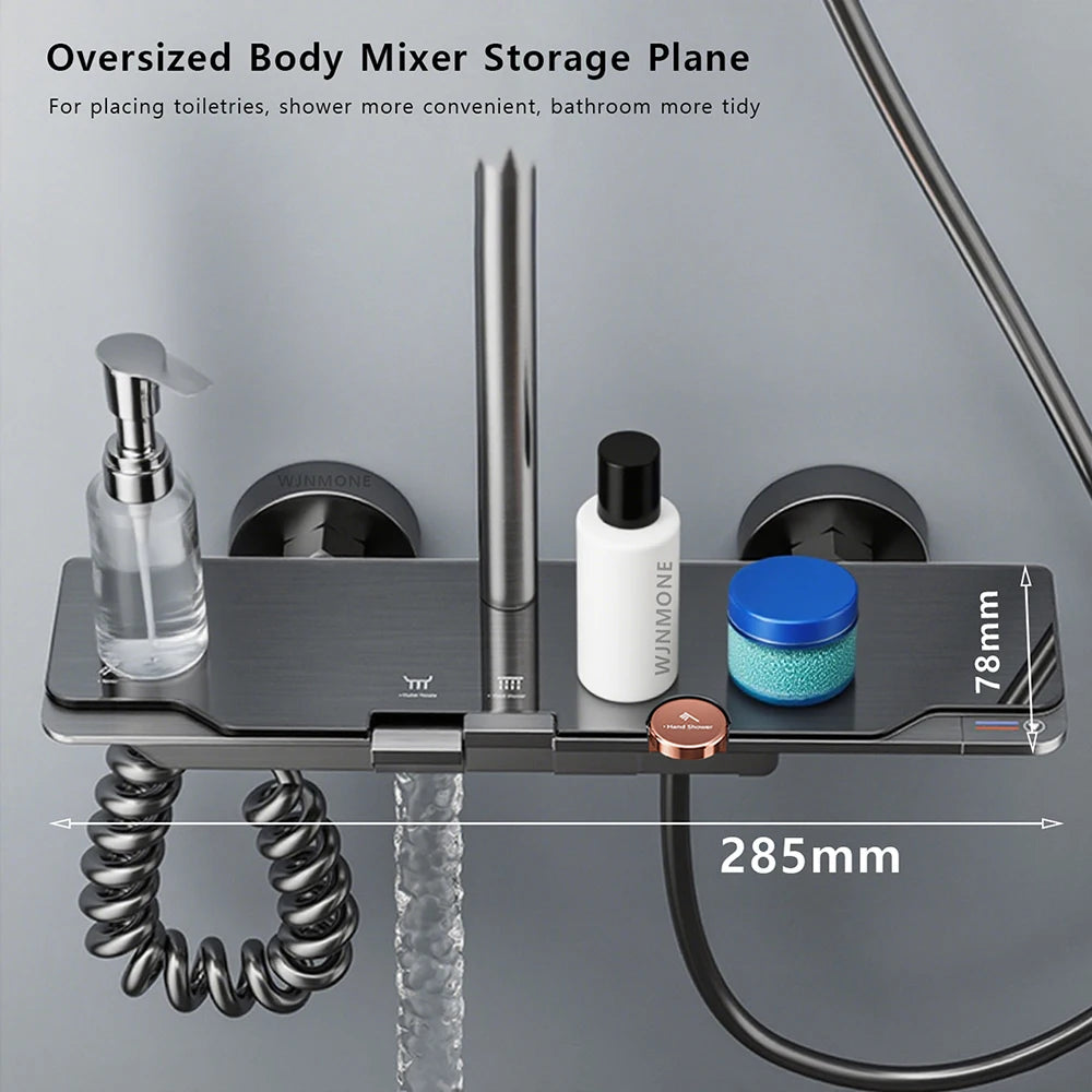 Tempered Glass Panel Rain Bathroom Shower Faucets Set Cold Hot Mixer Taps Rainfall Shower Faucet Complete Bathtub Showers System