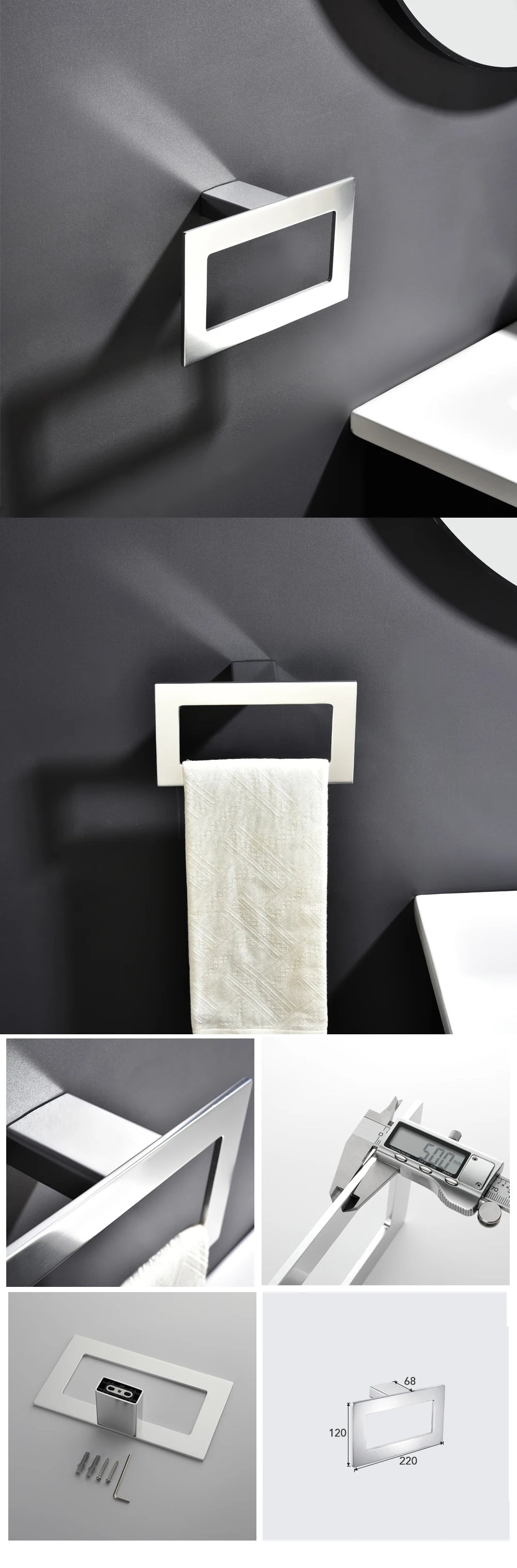 Aluminum Bathroom Accessories Sets Roll Paper Holder Toilet Brush Holder Ceramic Holder Towel Bar Towel Holder Robe Hook Anodize