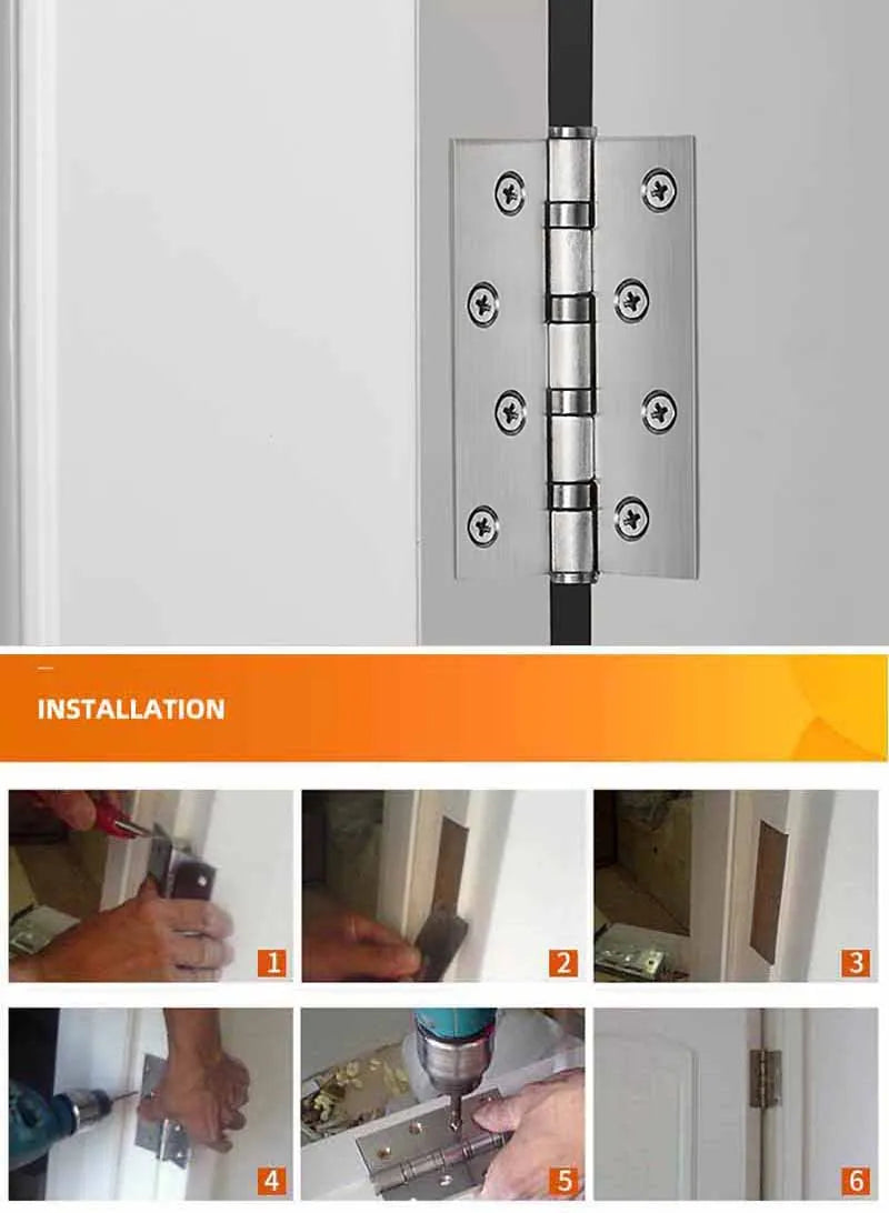 stainless steel Mute Hinge Room Door 4 Inch Bearings Hinges 3mm Thick Heavy Doors Strong Load Bearing Gemel Furniture Hardware