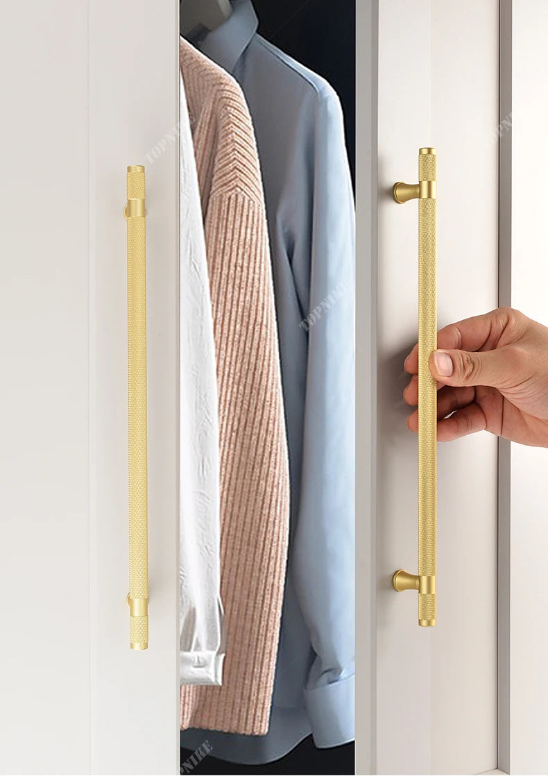 Simple Kitchen Cabinet Wardrobe Door Handles Drawer Knobs and Handles for Furniture Gold Black Knurled Nordic Style