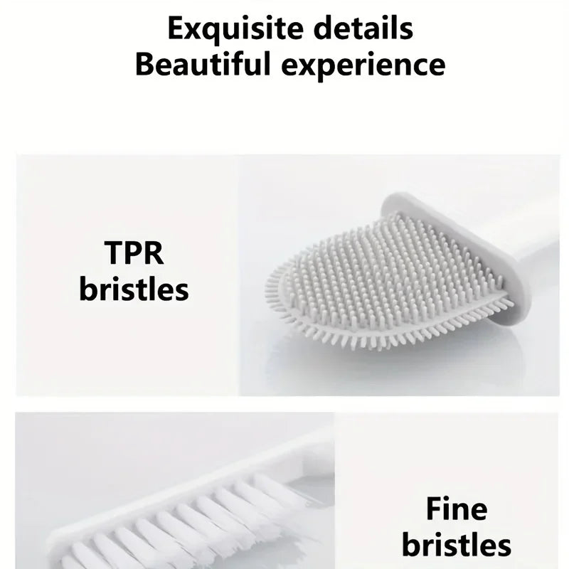 Full Bathroom Cleaning Set: Wall-mounted Silicone Toilet Brush and Ergonomic Long-handle Brush - Easy-to-clean Design