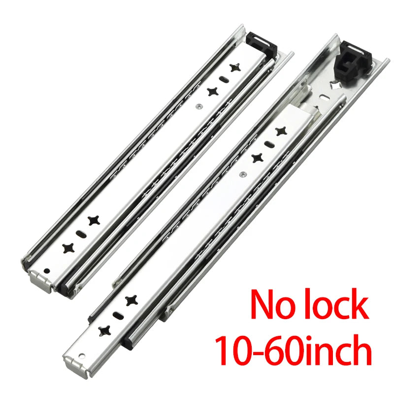 1 Pair Heavy Duty Locking Drawer Slides 10-60 Inch 250 Lb Load Capacity Side Mount Full Extension Ball Bearing Industrial Rail