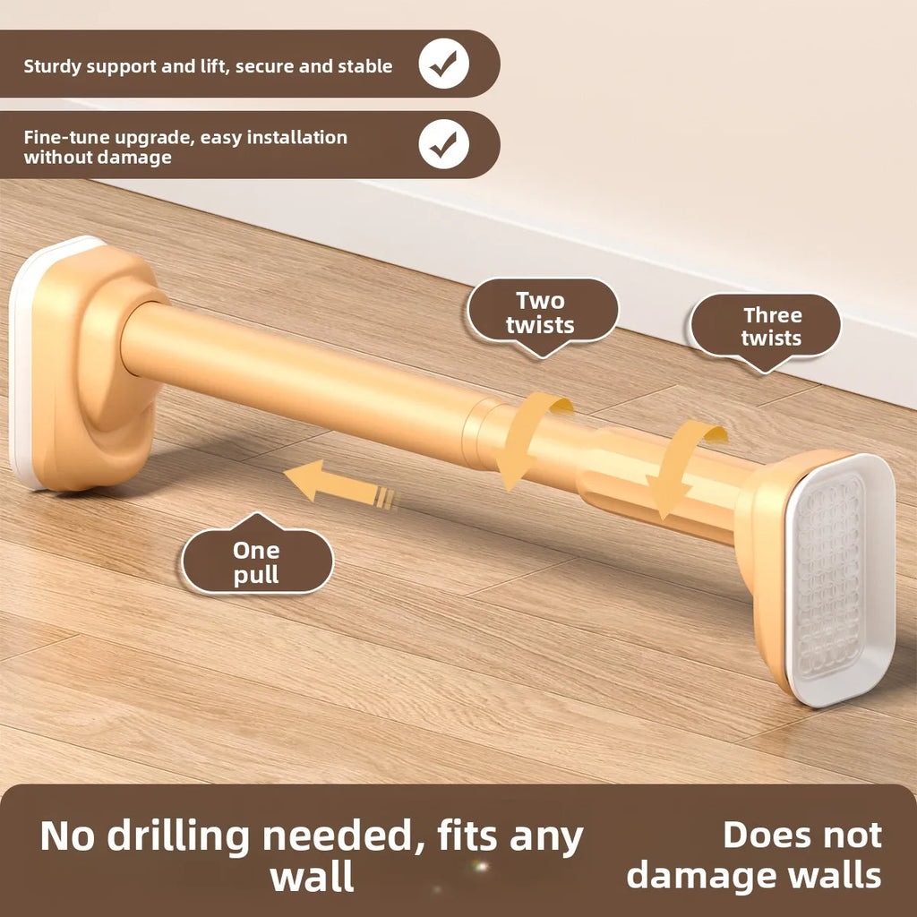 Retractable Clothes Drng Rods Wall Mounted Balcony Batoom Curtain Rods Wardrobe Clothes Hanger Rods No Drilling Required