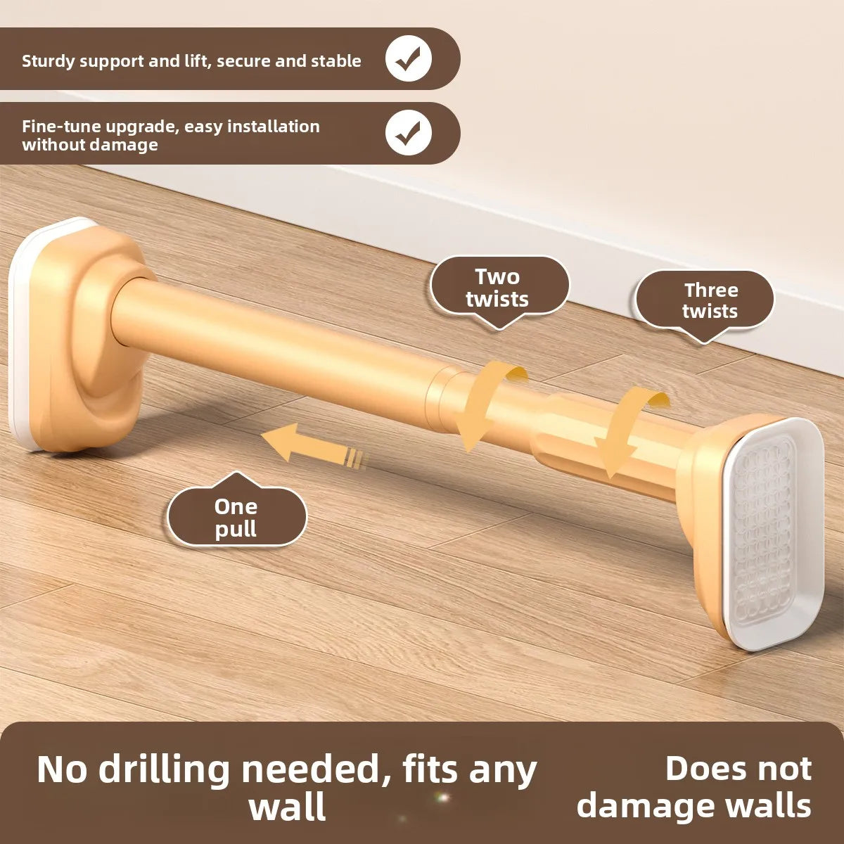 Retractable Clothes Drng Rods Wall Mounted Balcony Batoom Curtain Rods Wardrobe Clothes Hanger Rods No Drilling Required