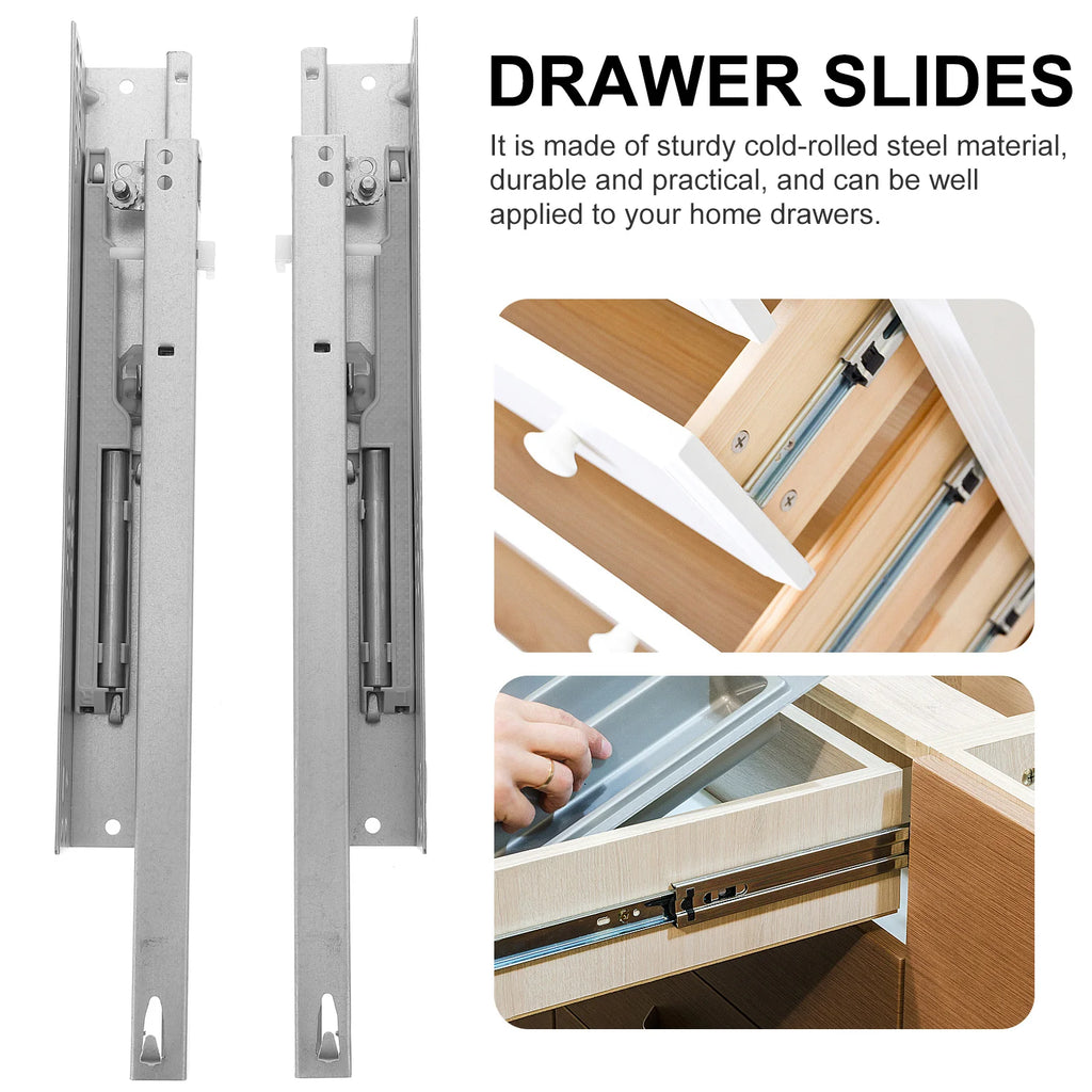 2pcs Cold Rolled Steel Drawer Slides Heavy Duty Undermount Concealed Soft Close Rail Cabinet Slides Replacement Dresser Slides