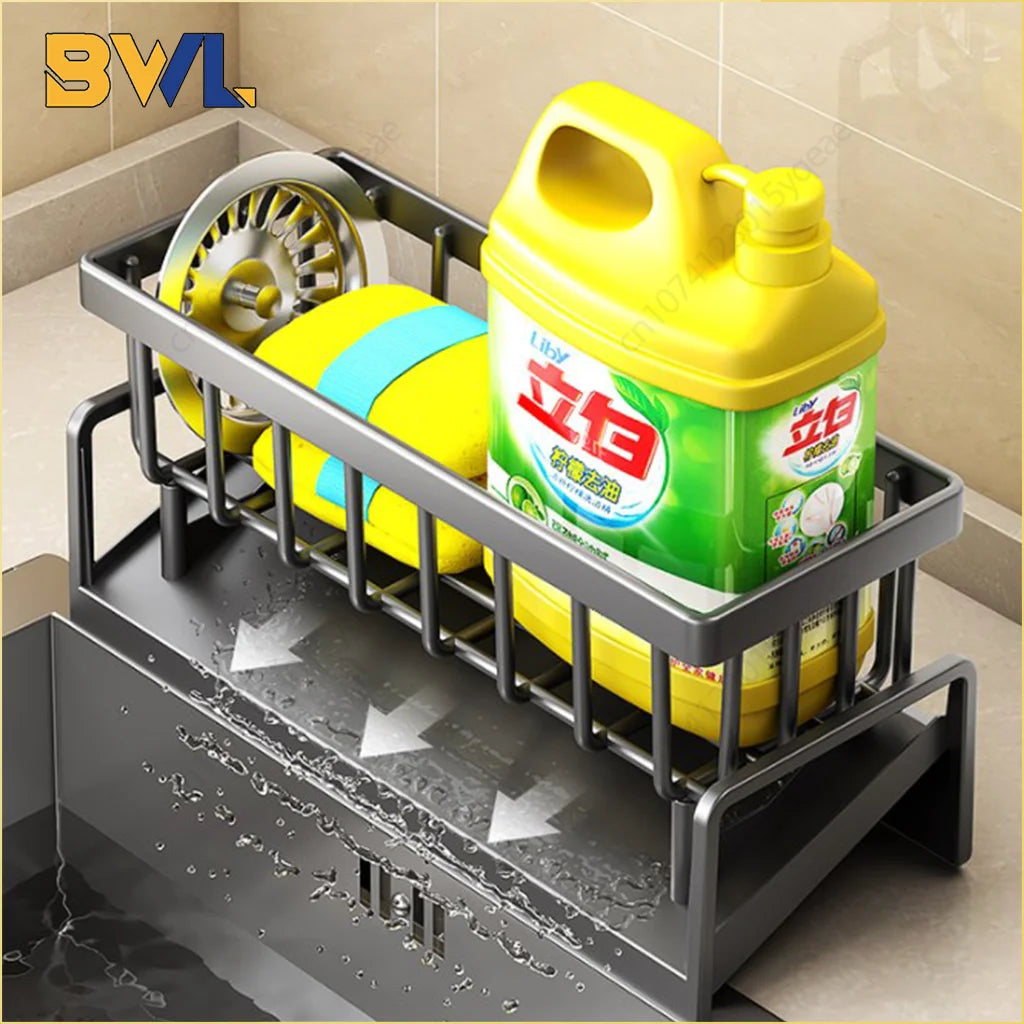Kitchen Shelf Rag Storage Drainage Shelf No-Punch Storage Rack Home Spice Rack Sink Tap Sink Drainage Rack Kitchen Accessories