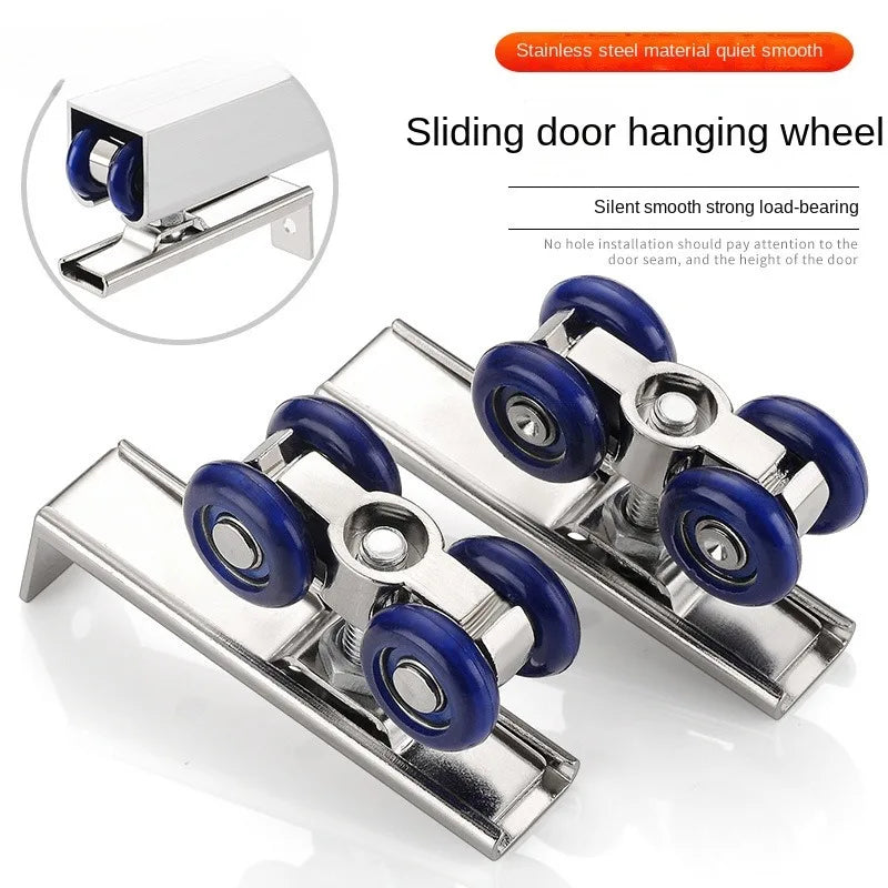 2pcs/set Sliding Door Roller Slide Doors Pulley 4 Wheels Hanging Wheels Rail Track Pulley Home Replacement Hardware