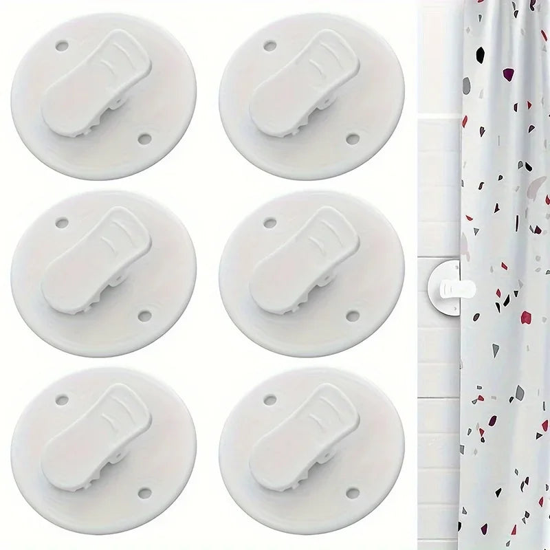 Shower Curtain Clips Shower Room Curtain  Adhesive Windproof Splash Clips Bathroom Curtain Weight Clip Windproof Splash Guard
