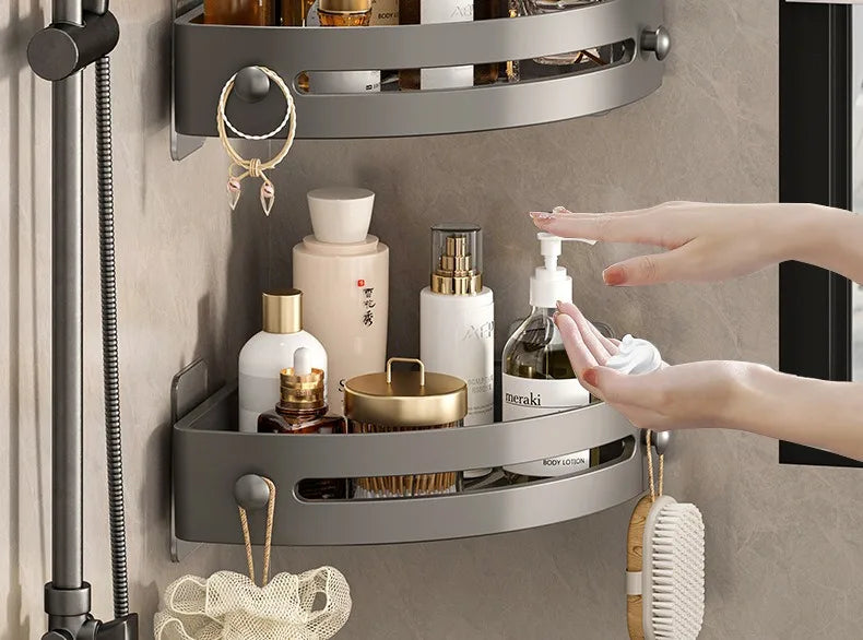 2PCS Bathroom Shelves Kitchen Storage Organizer Plastic Shampoo Rack Shower Shelf Bathroom Accessories No Drill Shelf