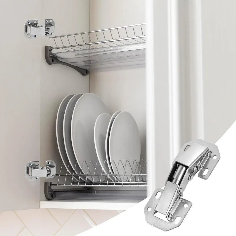 Cabinet Hinges With 2-10Pcs Set Screws No-Drilling Noiseless Hidden Cabinet 90 Degree Hinge Door Soft Close Furniture Hardware
