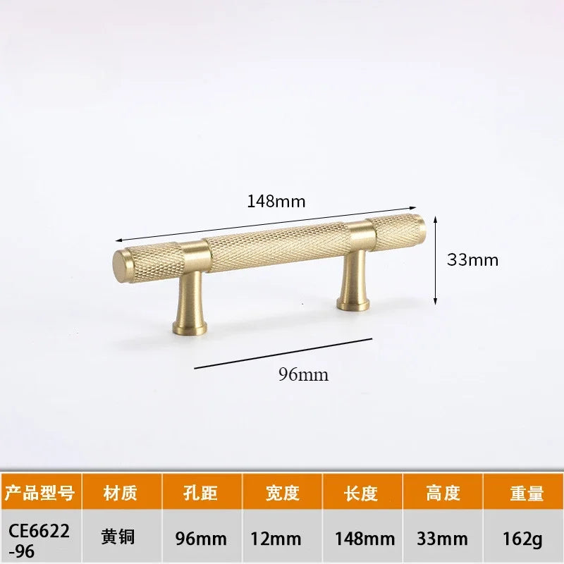 Modern Knurl Solid Brass Cabinet Knobs and Handles Golden Luxury Handles for Furniture Drawer Wardrobes Shoe Cabinets Pulls
