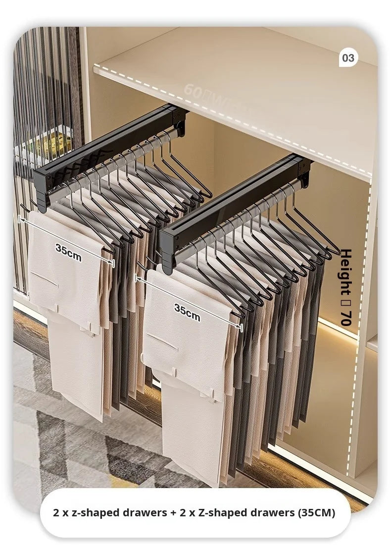 Thin cabinet topmounted telescopic wardrobe hanging rod Thin cabinet clothes hangers through wardrob Vertical Wardrobe