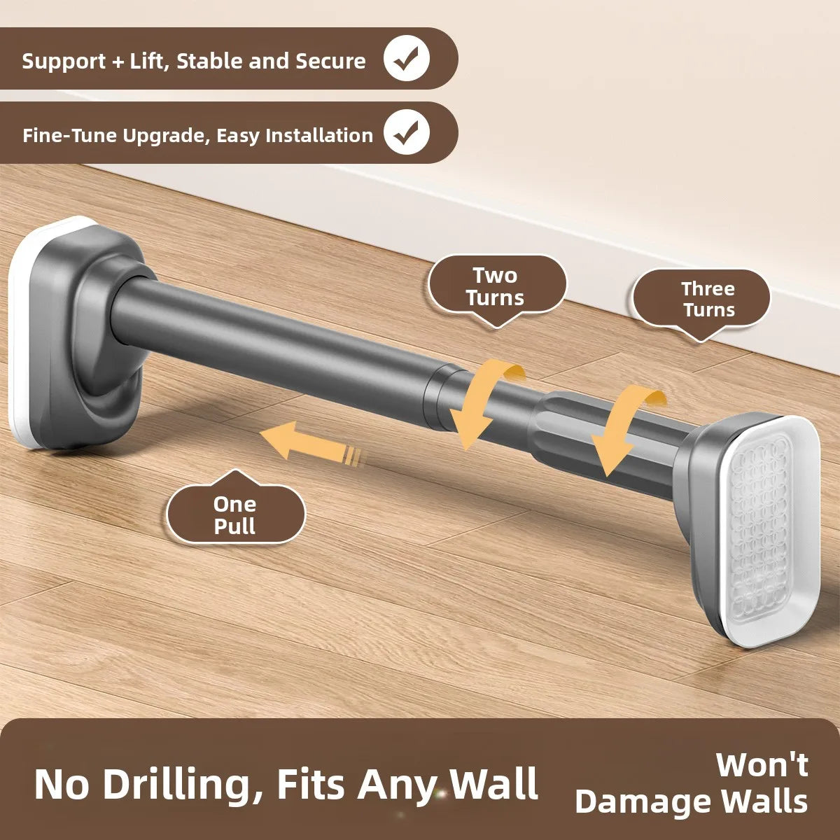 Retractable Clothes Drng Rods Wall Mounted Balcony Batoom Curtain Rods Wardrobe Clothes Hanger Rods No Drilling Required