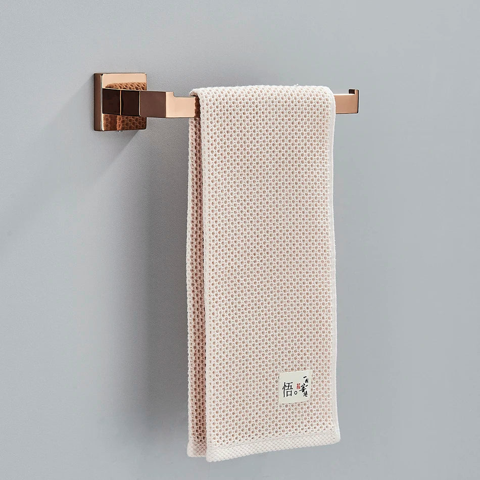 Bathroom Hardware Rose Gold Polish Shiny Bathrobe Hook Towel Rail Bar Rack Bar Shelf Tissue Paper Holder Bathroom Accessories