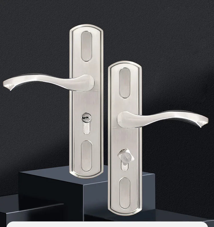 Adjustable Stainess Steel Door Handle lock set Home Security With Keys  Interior Door Lock Hole Size110-190mm
