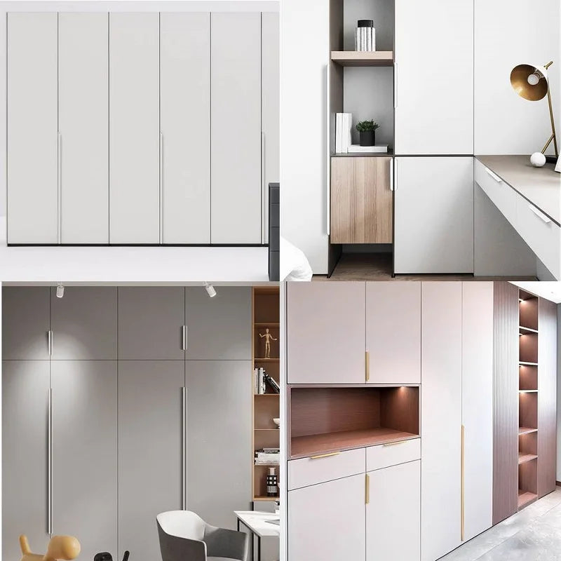Hidden Minimalist Cabinet Handles for Kitchen Wardrobe | No Drilling Black Edge Pulls | Custom Length 80mm-1200mm Modern Design