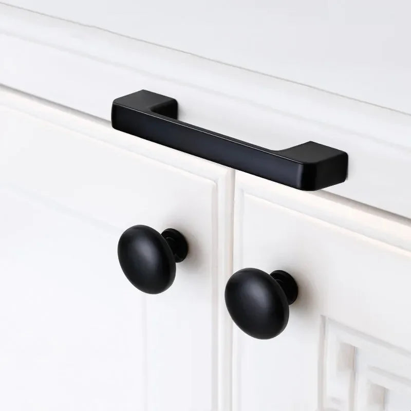 1Pcs Modern Black Aluminum Kitchen Cabinet Dresser Knobs Furniture Handles Pulls Cupboard Drawer Wardrobe Door Knobs