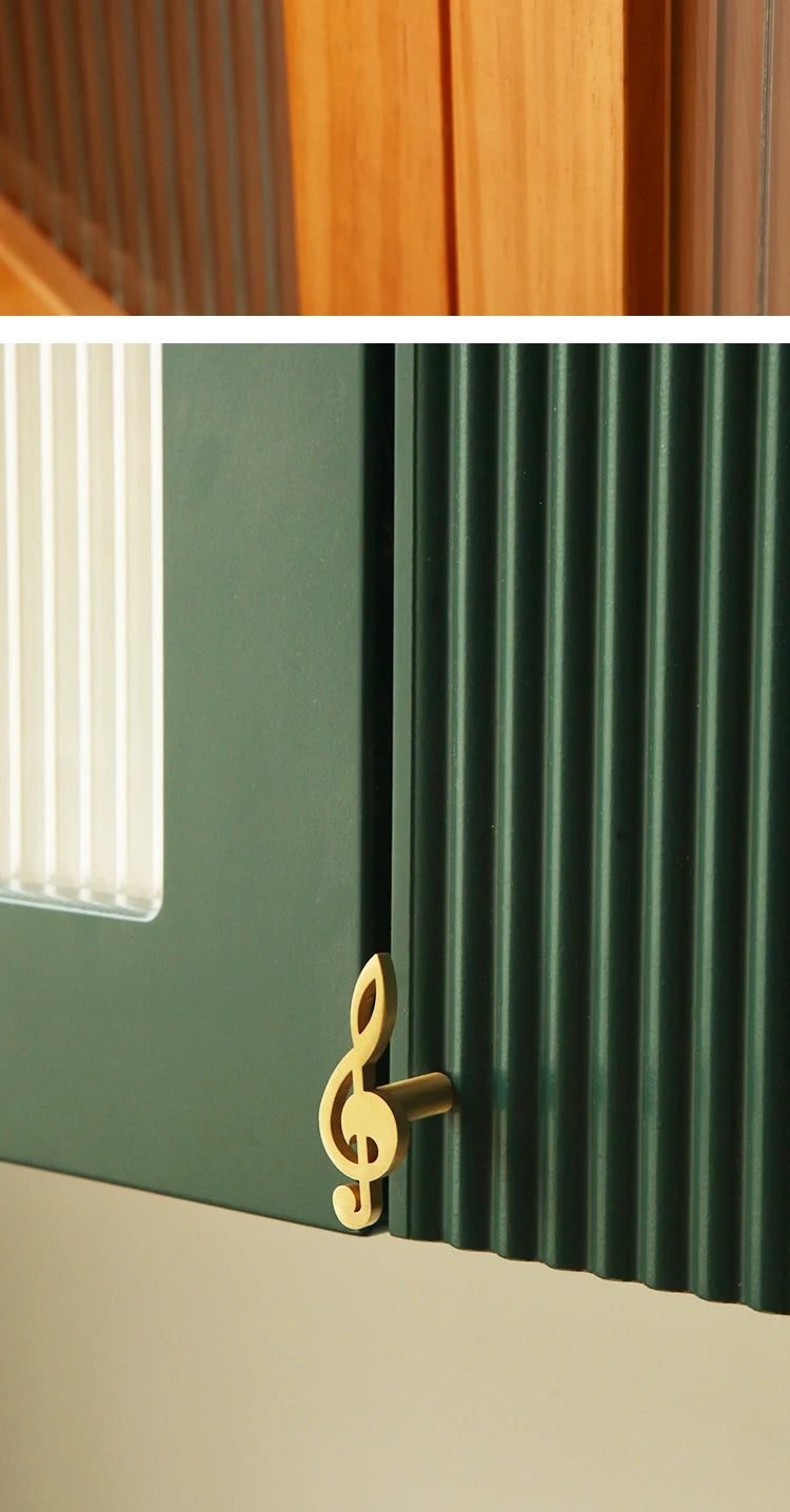 Musical Note Brass Furniture Handles and Knobs for Kitchen Cabinet Modern Dresser Door Handle Drawer Pulls