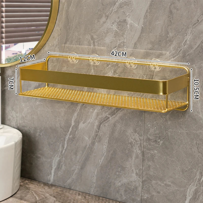 Gold storage rack bathroom wall mounted storage rack bathroom shampoo shower gel cosmetics storage rack bathroom accessories