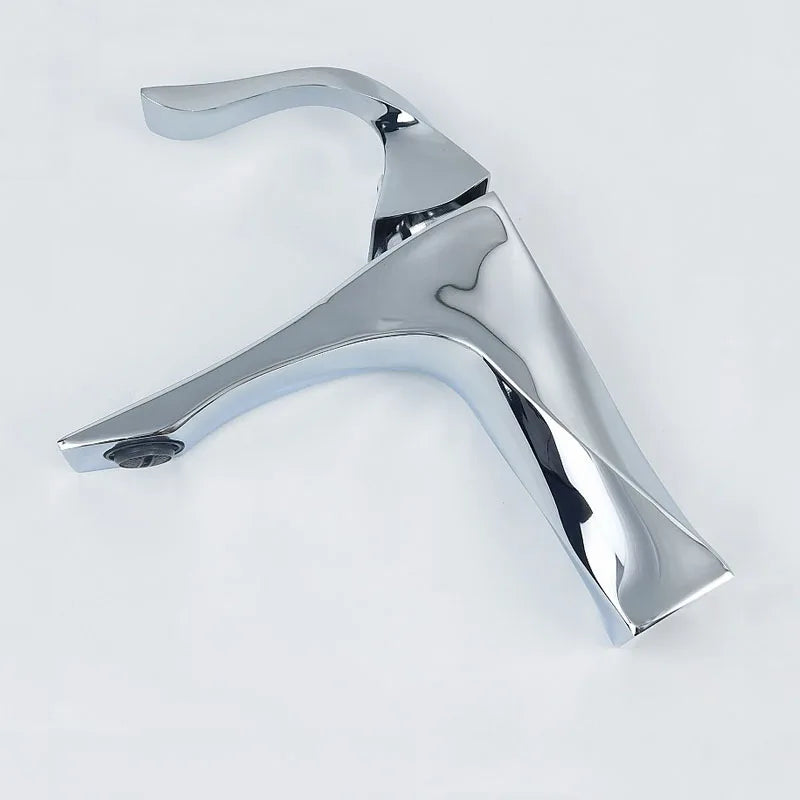 Bathroom Faucet Basin Sink Golden Chrome Tap Hot Cold Water Mixer Tap Deck Mounted Bathroom Faucets Single Lever Taps