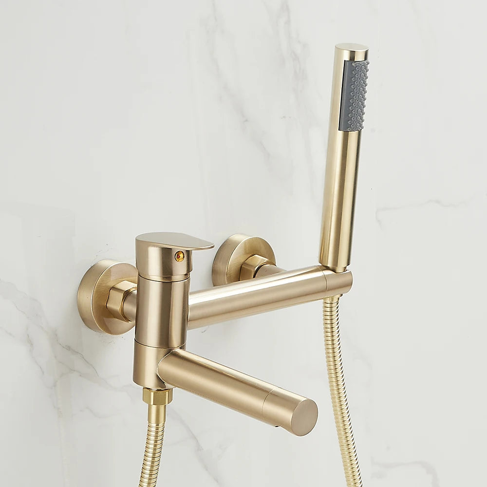 Bathtub Faucets Modern Black Bath Shower Set Unique Design of Rotating nozzle Mixer Tap Wall Mounted For Bathroom WF-877909