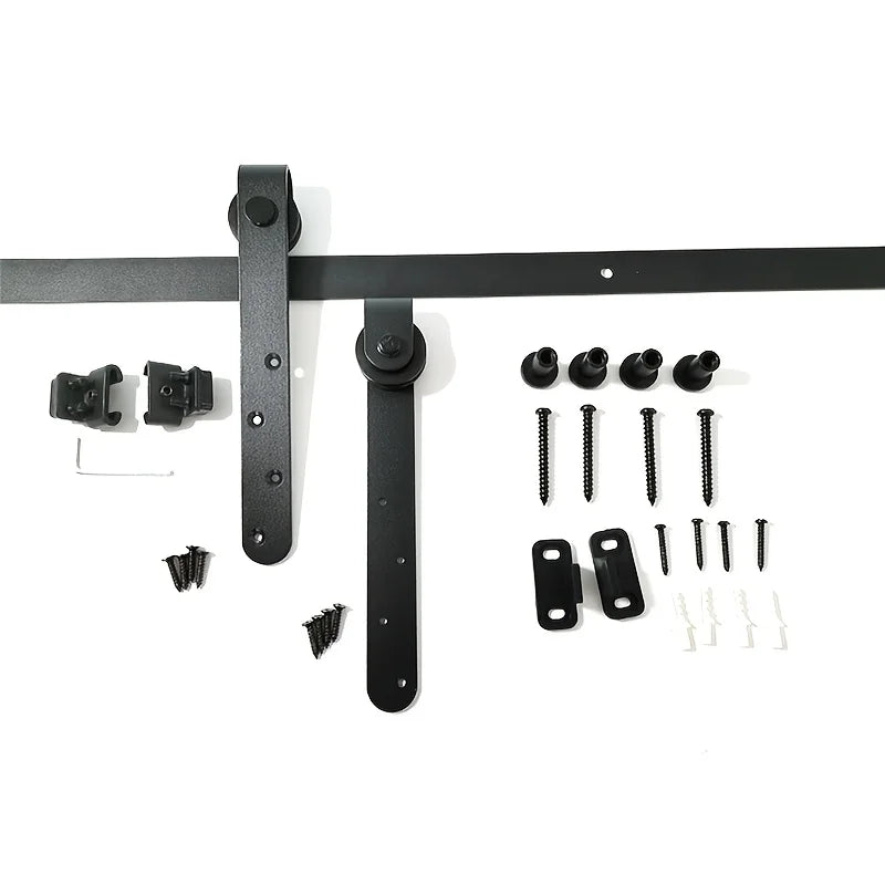 1Set Carbon steel silent sliding barn door hardware kit, suitable for carbon steel tracks in barns, TV cabinets, and wardrobes