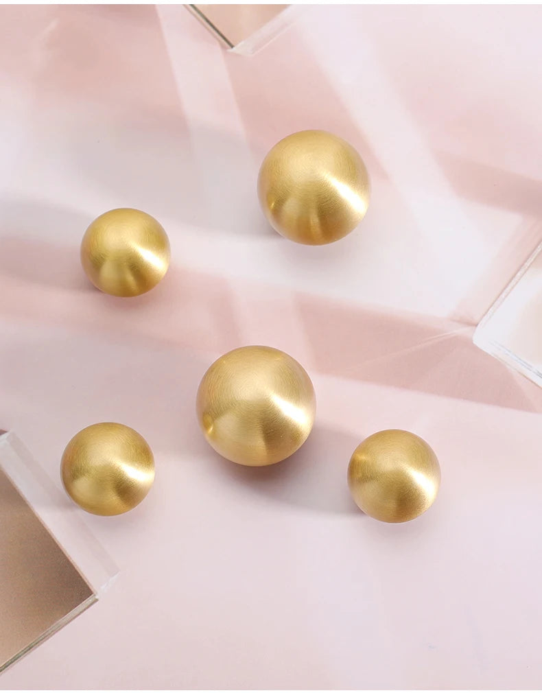Brass Round Ball Furniture Handles Drawer Knobs Cabinet Gloden Wardrobe Door Pulls  Modern Minimalist Bathroom cabinet