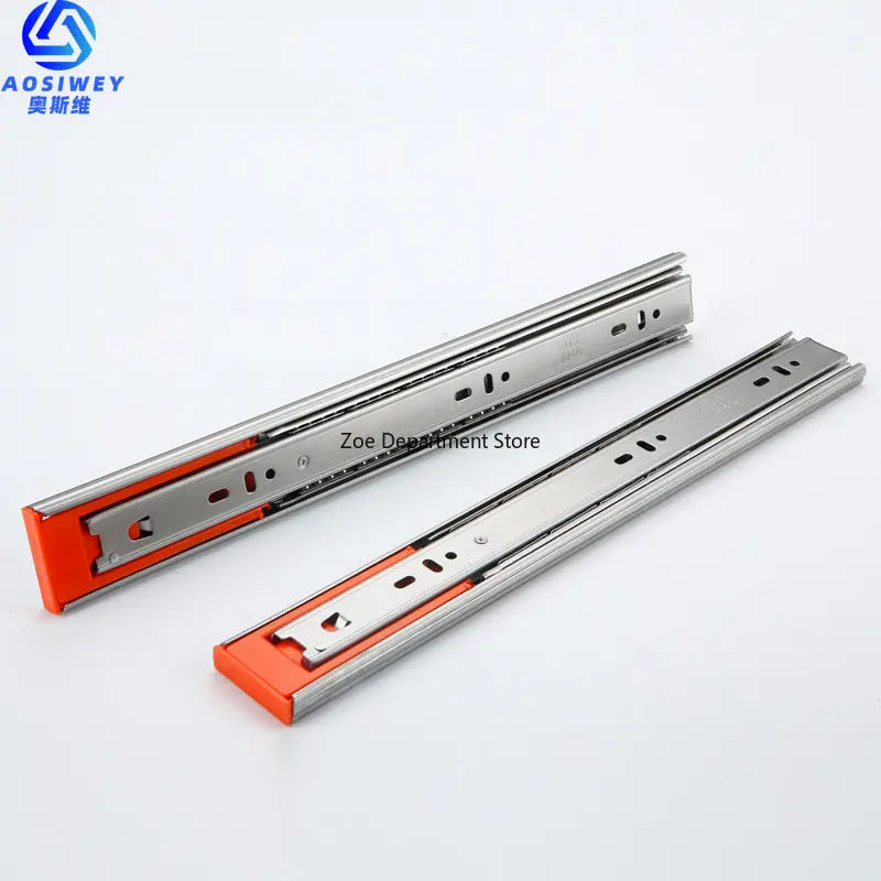 Buffer Damper Rails 10"-22" Stainless Steel Cabinet Slides Soft Close Three-Section Drawer Rails Drawer Slides Hardware