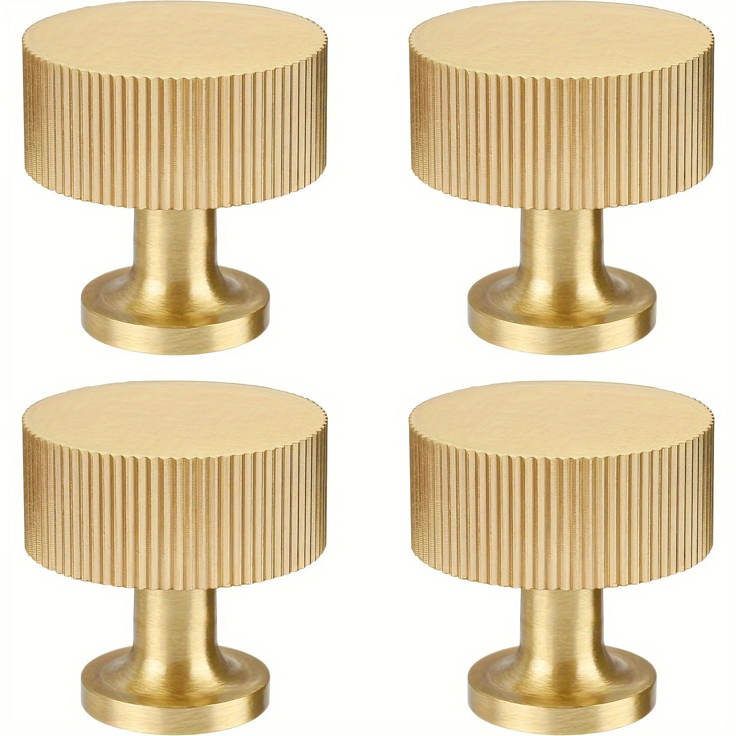 Retro Brass Cabinet Knobs, Elegant Ribbed Handles for Drawers Dressing Tables Modern Golden Metal Cabinet Pulls for Home