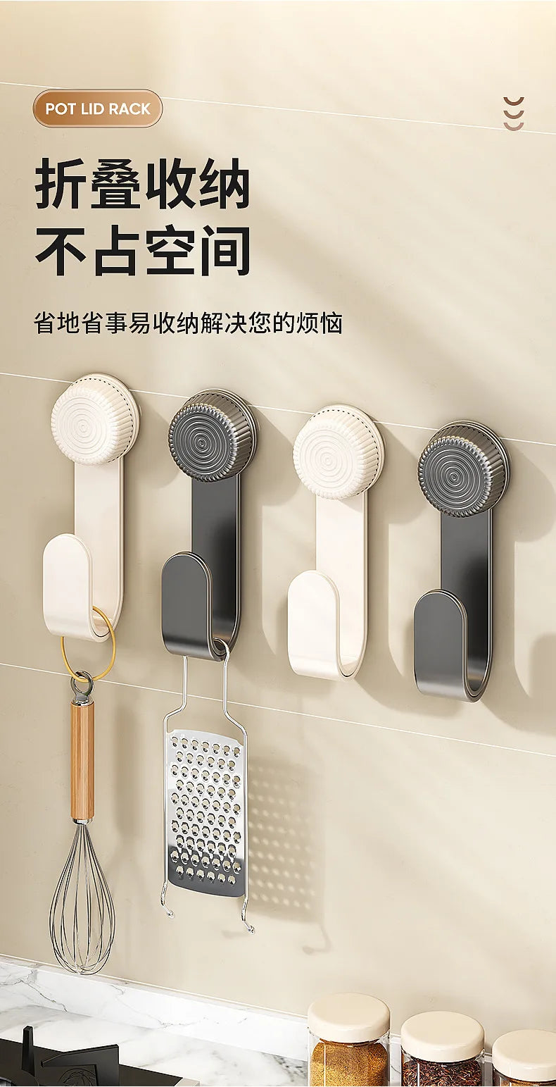 Wall-Mounted Pot Lid Rack Kitchen Cutting Board Holder Chopping Board Multi-Purpose Storage Organizer No-Punching Required