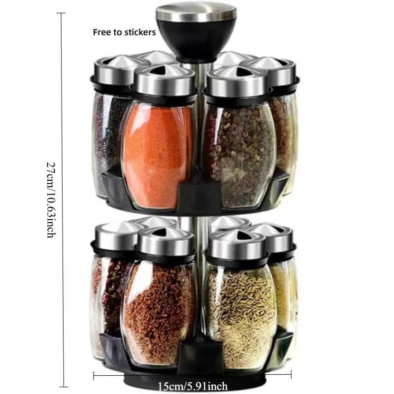 Spinning Spice Storage Rack Tower Organizer,Spice Seasoning Bottle Organizer 6-12 pcs Revolving Spice Rack Organizer Countertop