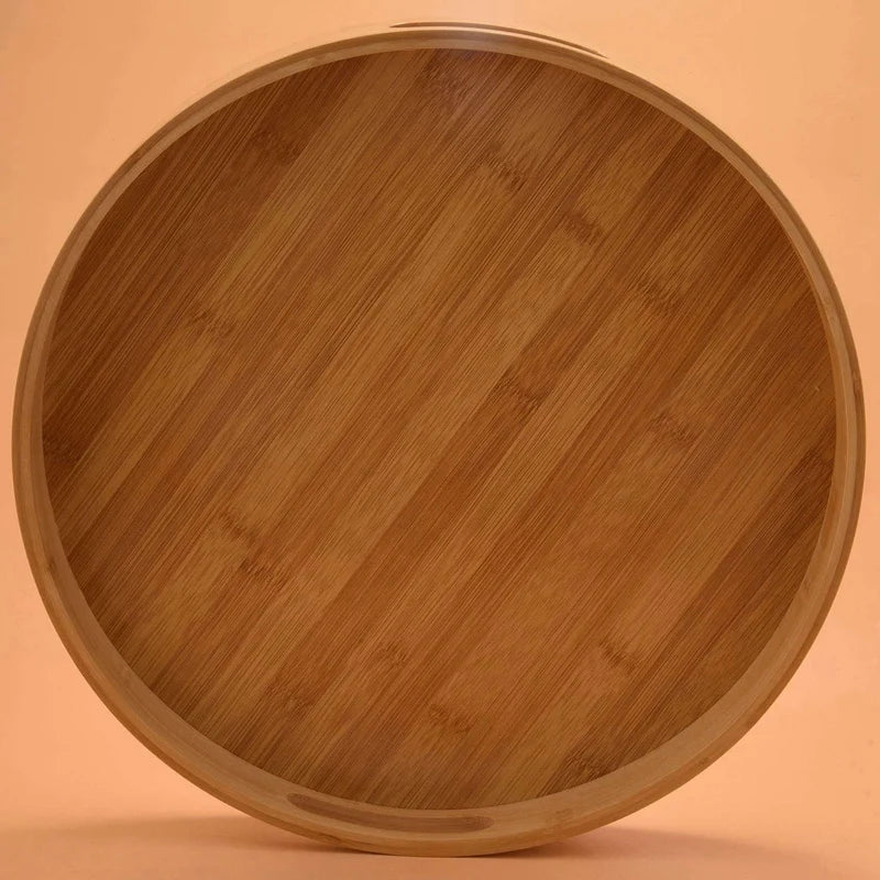 Promotion! Round Serving Bamboo Wooden Tray for Dinner Trays Tea Bar Breakfast Food Container Handle Storage Tray 3 Eco-Friendly