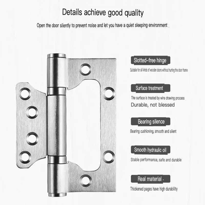 2PCS Stainless Steel Door Hinges 4 Inch Invisible Mute Thickened Bearings Hardware Hinge Accessories for Wooden Doors Window