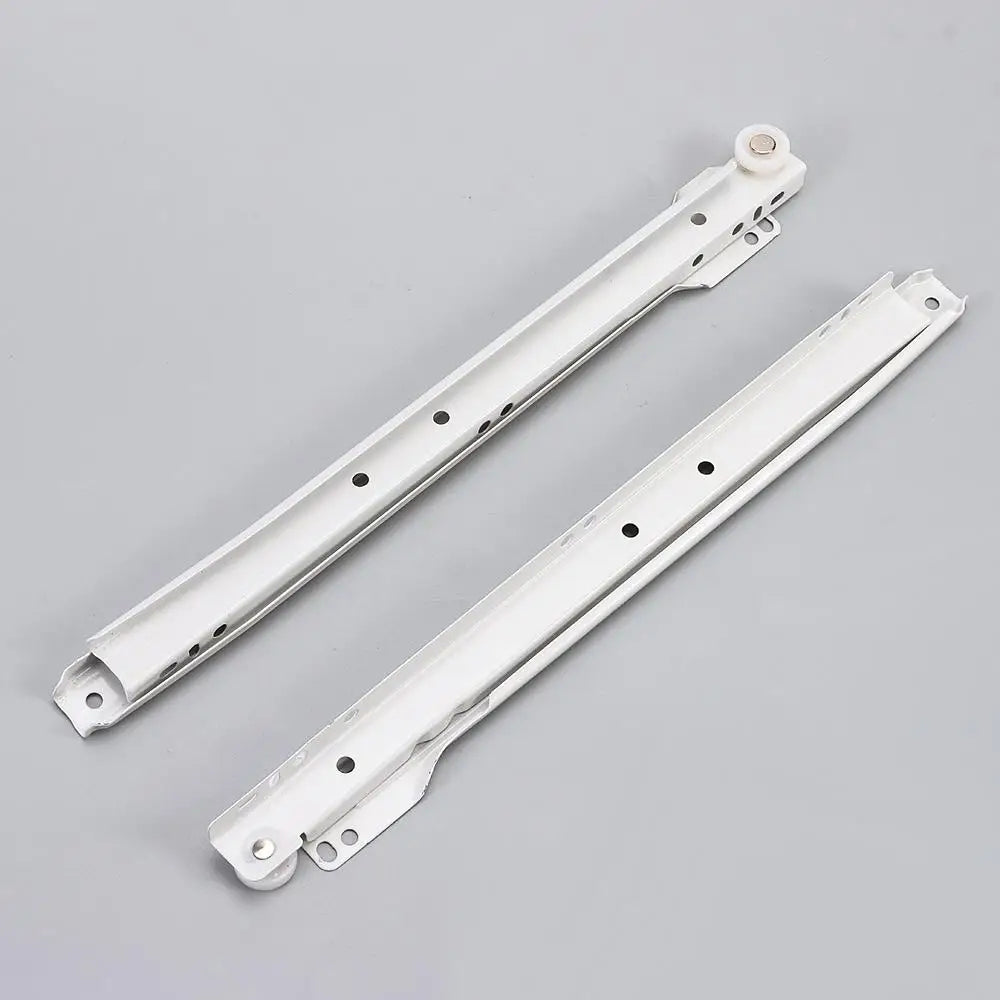 1Pair Chute Cabinets Keyboard Roller Pulley Furniture Slides Mute Two Section Drawer Track Slides Cabinet Rails