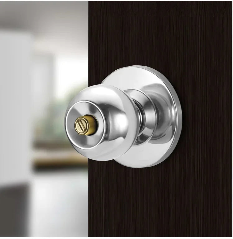 New Stainless Steel Round Ball Door Knobs Handle Passage Entrance Lock Entry for Bedrooms Living Rooms Hardware Accessories