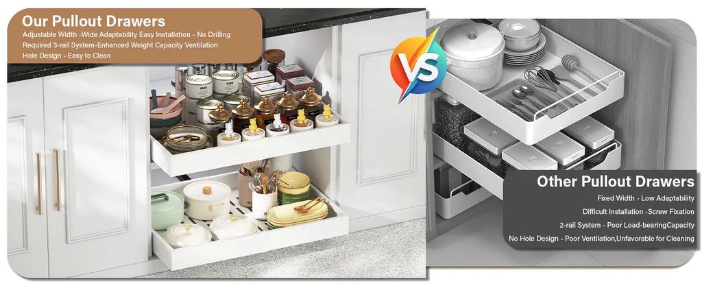 Pull Out Tray Organizer Kitchen Storage Rack Cabinet Expandable Under Sink Spice Boxes Silent Slide Drawer Style Bowl Dish Shelf