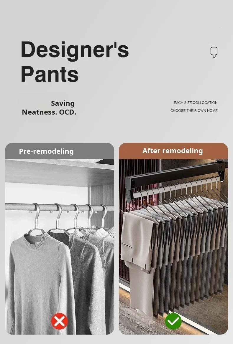 Thin cabinet topmounted telescopic wardrobe hanging rod Thin cabinet clothes hangers through wardrob Vertical Wardrobe