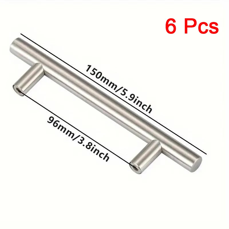 6Pcs Stainless Steel Handles For Cabinets And Drawers Kitchen Handles Bathroom Cabinets handles Cabinet Metal Furniture Handles