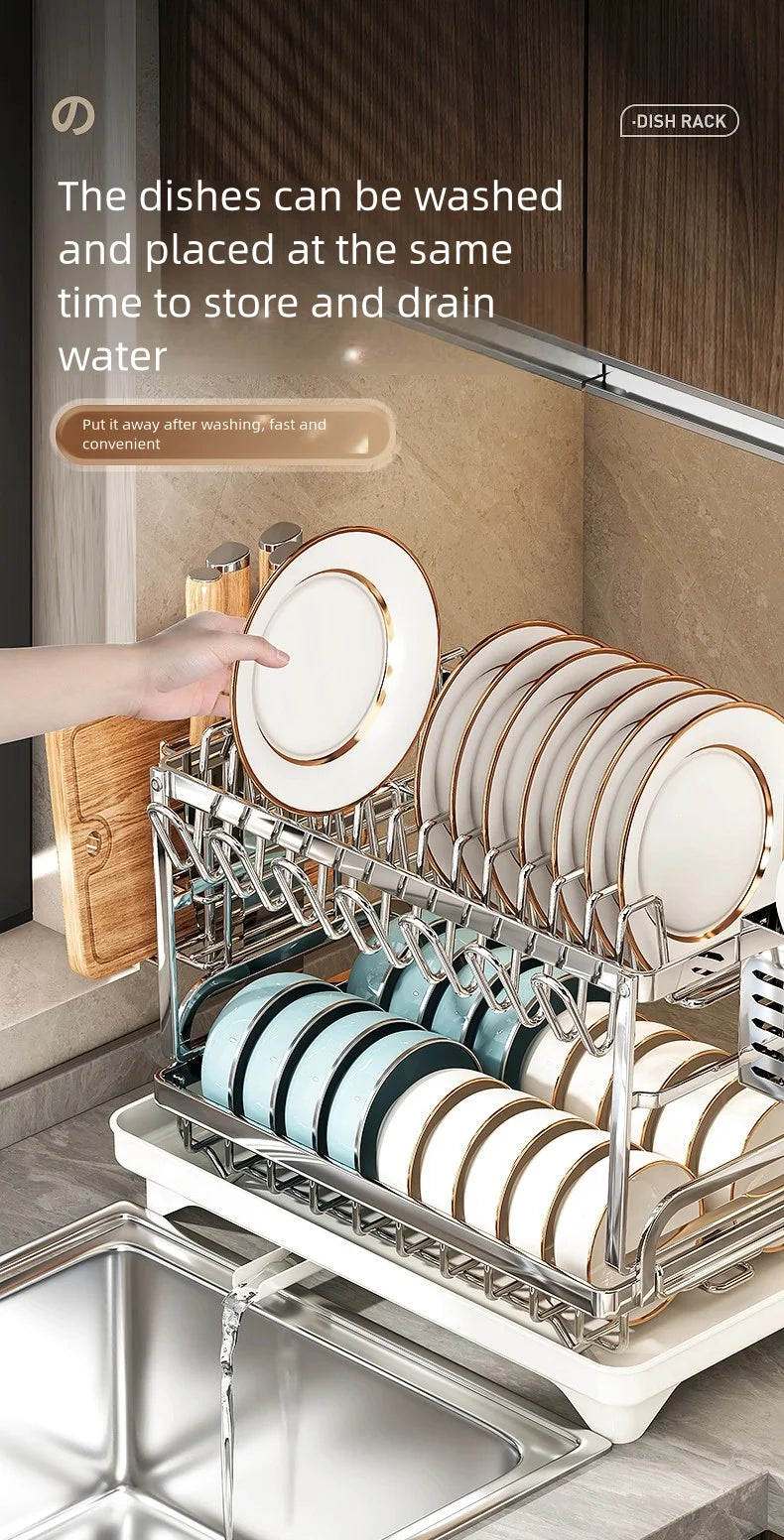 304 stainless steel kitchen storage rack, bowl and plate storage box, draining rack, multifunctional home storage rack for bowls