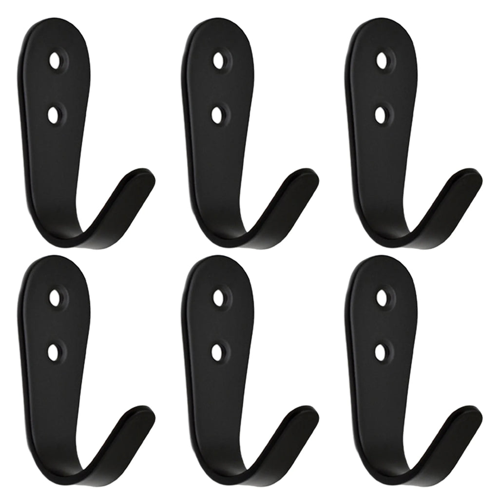 Towel Hanger Holder Coat Single Hook Kitchen Bathroom Bedroom Small U-shaped Wall-mounted 4pcs Black Solid Metal