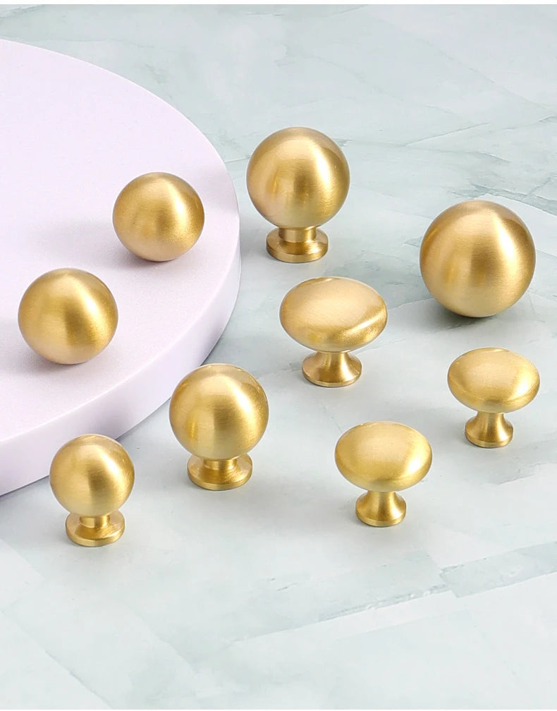 Brass Round Ball Furniture Handles Drawer Knobs Cabinet Gloden Wardrobe Door Pulls  Modern Minimalist Bathroom cabinet