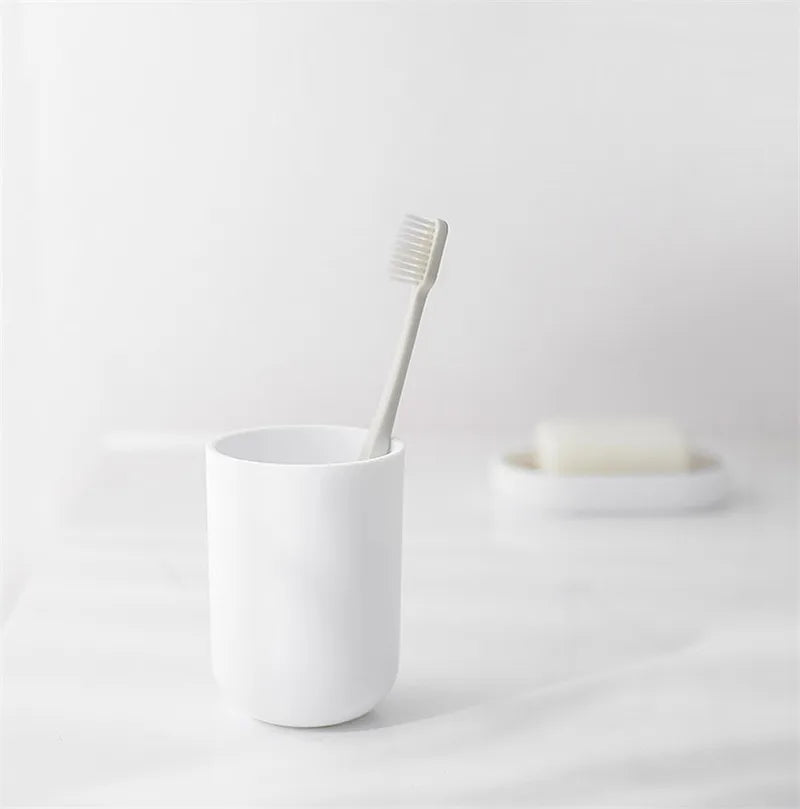 Bamboo Bathroom Accessories Toilet Brush Toothbrush Holder Gargle Cup Soap Holder Lotion Dispenser Bathroom Essential Accessory