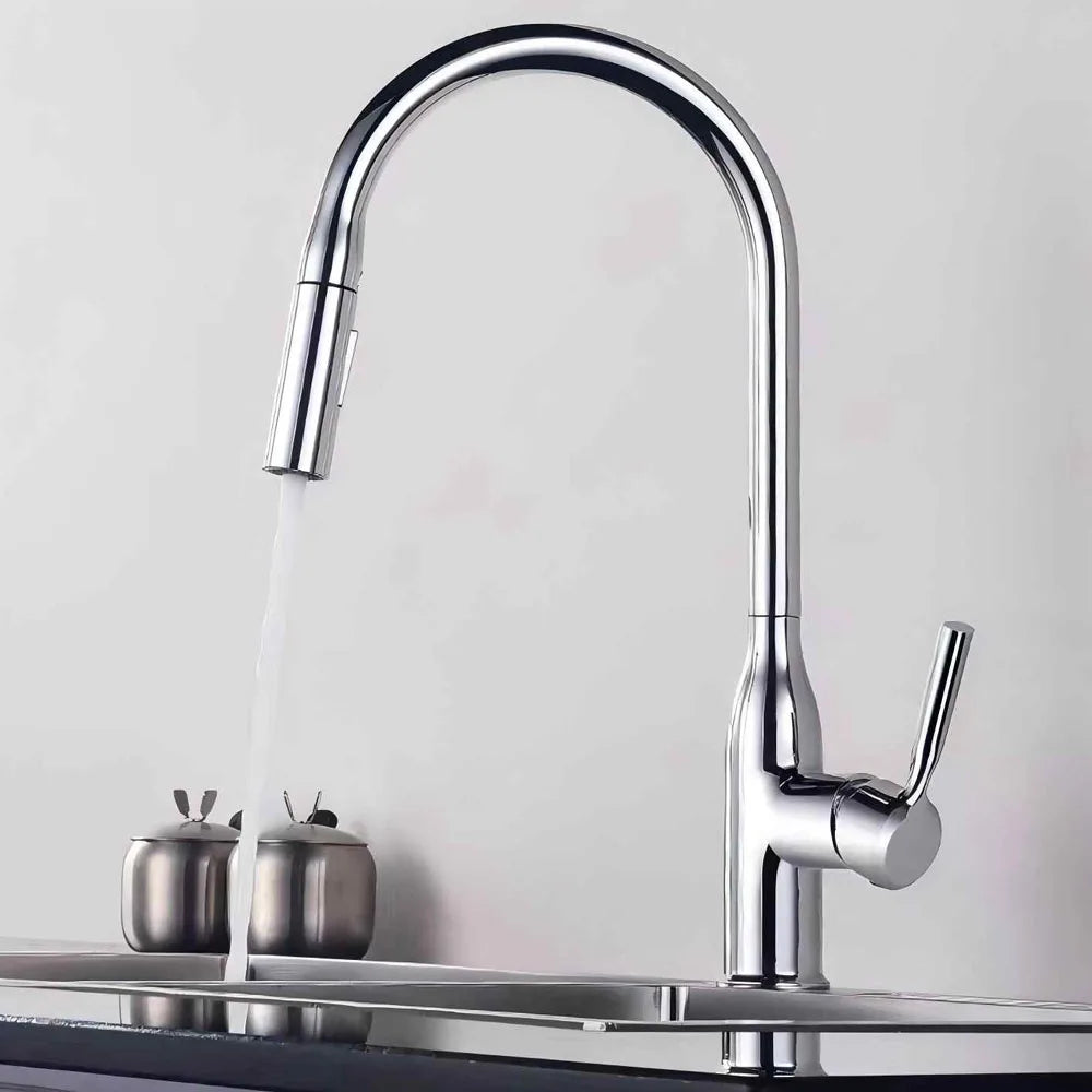 STARON Kitchen Sink Faucet Spring Faucets Pull Out Spout Mixer Tap Hot Cold Water with Pull Down Tap Sprayer Cooking