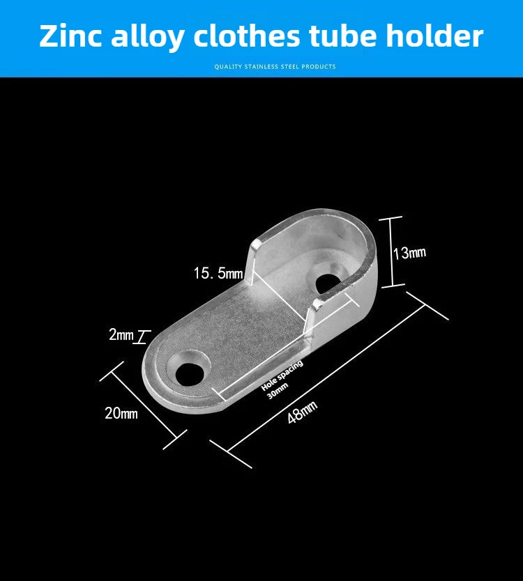 2/4/8PCS Wardrobe Clothes Tube Support Closet Rod Pole End Bracket Thickening Holder Cupboard Hardware Furniture Accessories 16#