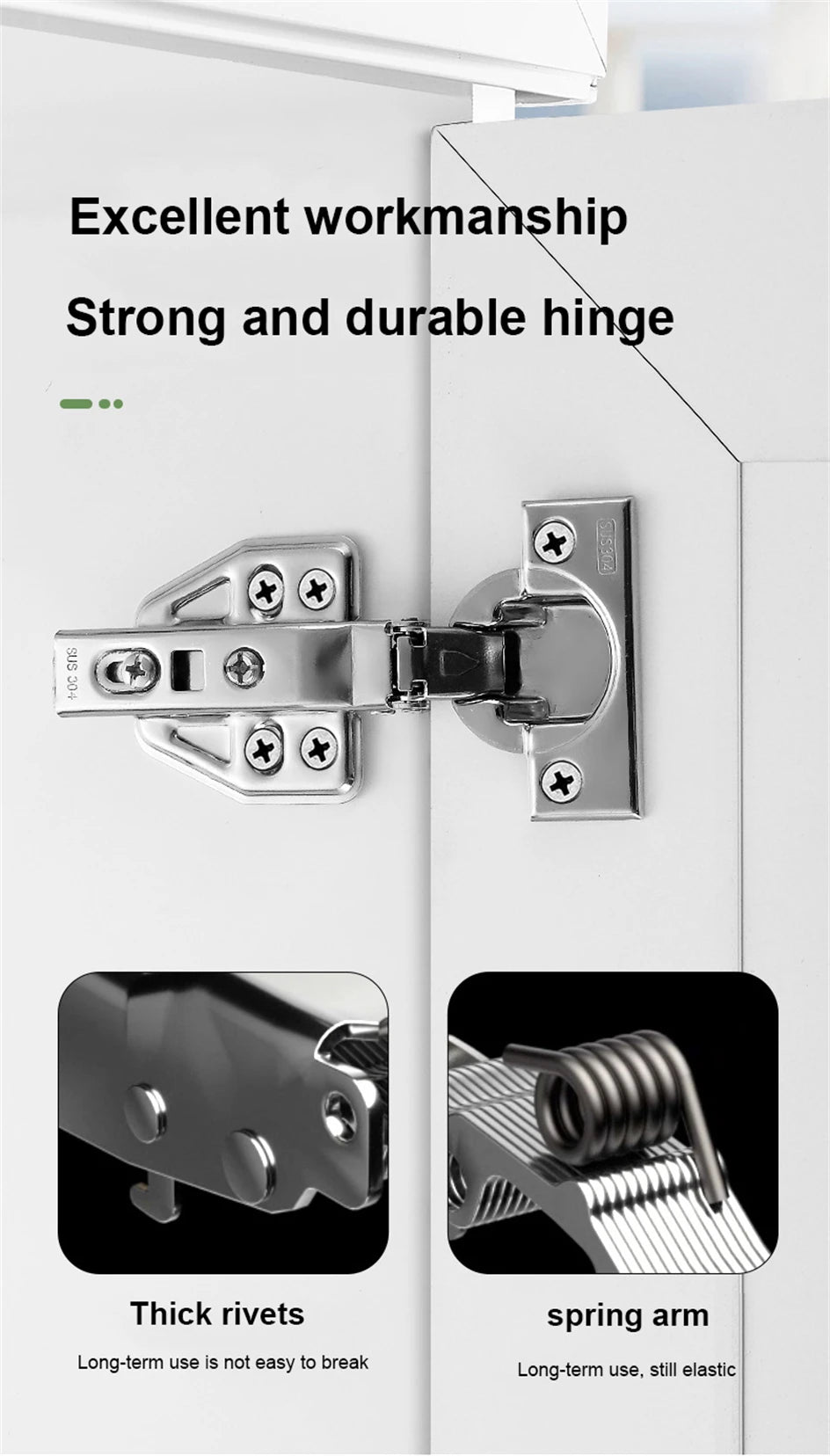 2-20Pcs Stainless Steel Cabinet Door Hinges Hydraulic Damper Buffer Soft Close Quiet Wardrobe Door Concealed Hinges with Screws