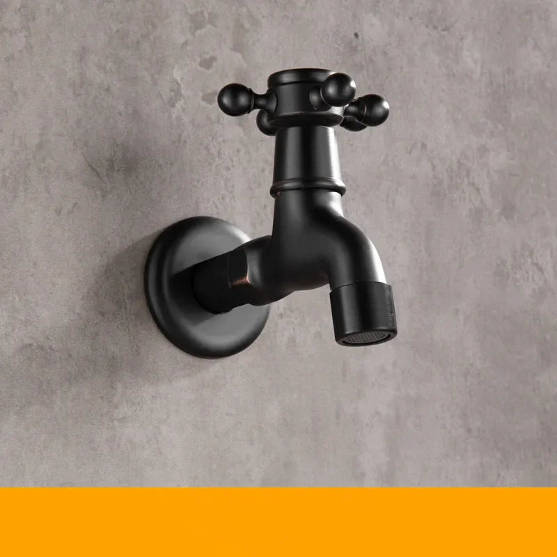 Bathroom Corner Washing Machine Faucet Black Bronze Single Cold Tap Outdoor Garden Wall Mounted Bibcock Tap Mop Pool Taps